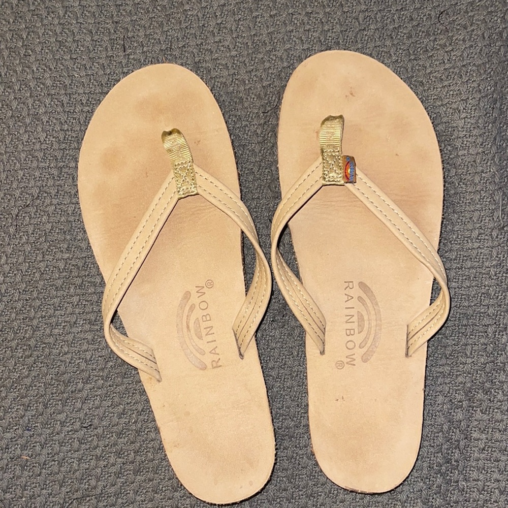 Rainbow Single Layer Leather Sandals- Narrow Strap